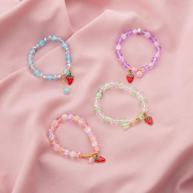 

Charm Bracelets Sindlan Kpop Multi Color Crystal Strawberry Bracelet For Women Cute Boho Fruit Female Y2k Korean Fashion Jewelry Pulseras Fe