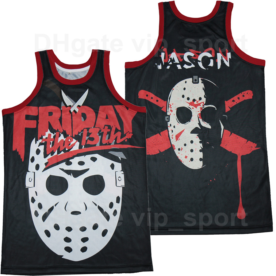 

Movie Basketball Voorhees Jason Friday The 13th Jersey Men Sport Breathable Embroidery And Stitched Pure Cotton Team Color Black Uniform High Quality, 11 black