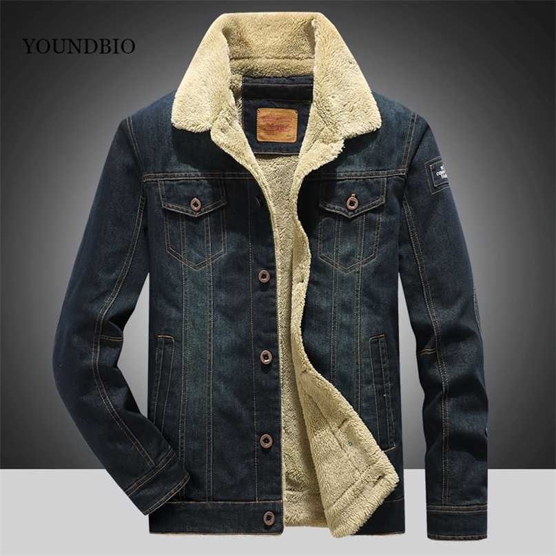 

Masculine Jacket Men Keep Warm and Velvet Thickening Jean Casual Fashion Assault Locomotive Coat 211110, Navy blue