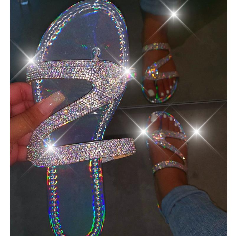 

Sandals Women Summer Flat Bling Slippers Soft Jelly Shoes Female Flip Flops Transparent Outdoor Beach Ladies Fashion With, Black