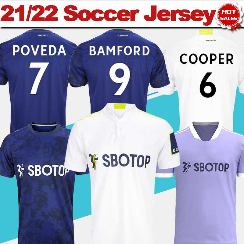 

Leeds United Football Jerseys 21/22#9 BAMFORD Home White Soccer Jersey #10 RAPHINHA Away Blue Shirt 2021/2022 Men Adult Uniforms, 3rd no patch