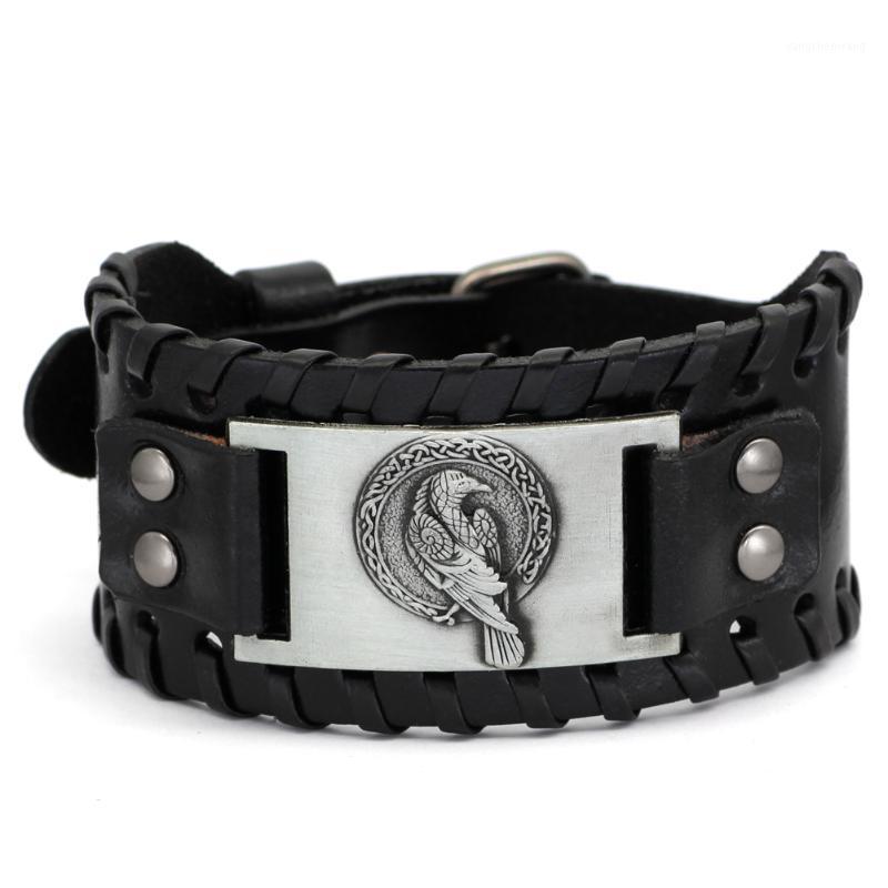 

Viking Bracelet Raven - Nordic With Runic Compass Celtic Pagan Jewelry Bangle