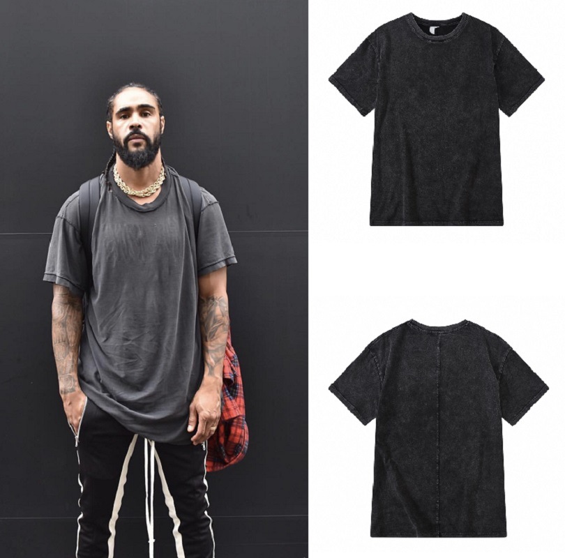 

High Street 5th Main Line Washed Worn T Shirts Oversized Loose Short Sleeve Dark Gray Cotton T-shirt for Men and Women Casual Tops Plain Tees