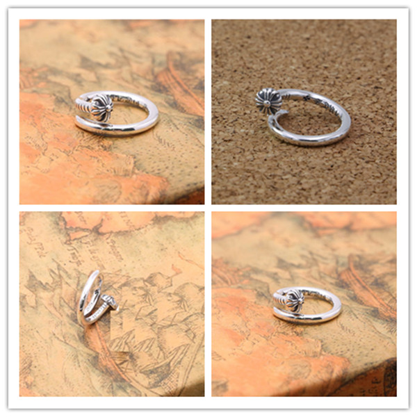 

High quality 925 sterling silver cross nail adjustable band rings minimalism European France handmade designer vintage luxury jewelry access