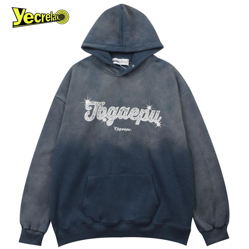 

Men's Hoodies & Sweatshirts YECRELAX Water Wash Sweatshirt Winter Jacket Clothes Men Oversized Hoodie Letter Print Long Sleeve Pullover Goth, Black