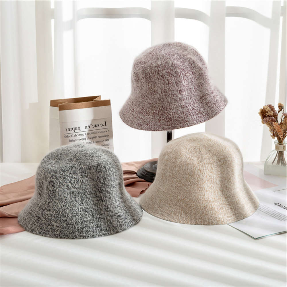 

Sun hat Korean imitation rabbit hair fisherman's thickened in autumn winter, warm and fashionable, foldable basin hat, monochrome dome hat, Blue;gray