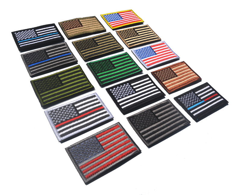 

US flag patches Tactical badge Velcro Chapter 8*5cm Fashion Personality Embroidery Armband Apparel Bag Hat Decoration Sticker, Multi-color