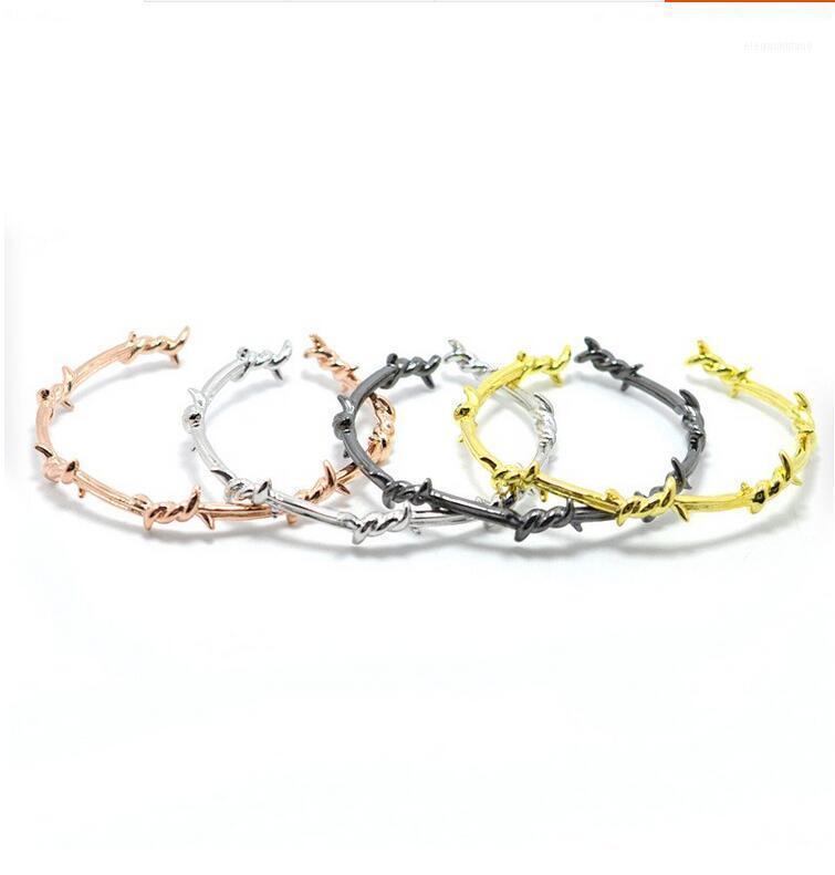 

Men Bangle Open Cuff Twist Thorns Wire Pulsera Titanium Steel Geometric Bracelet Bangles 16-20cm Barbed Jewelry1