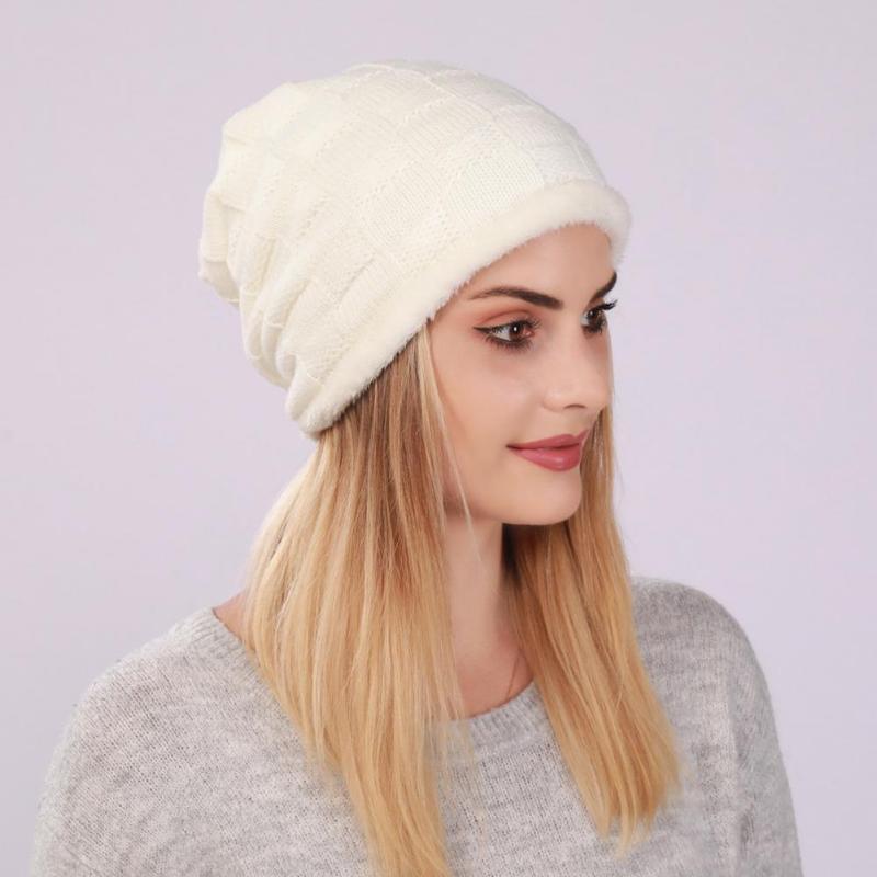 

Berets Accessory Casual Windproof Brimless Hat Headwear Knitted For Dating, White