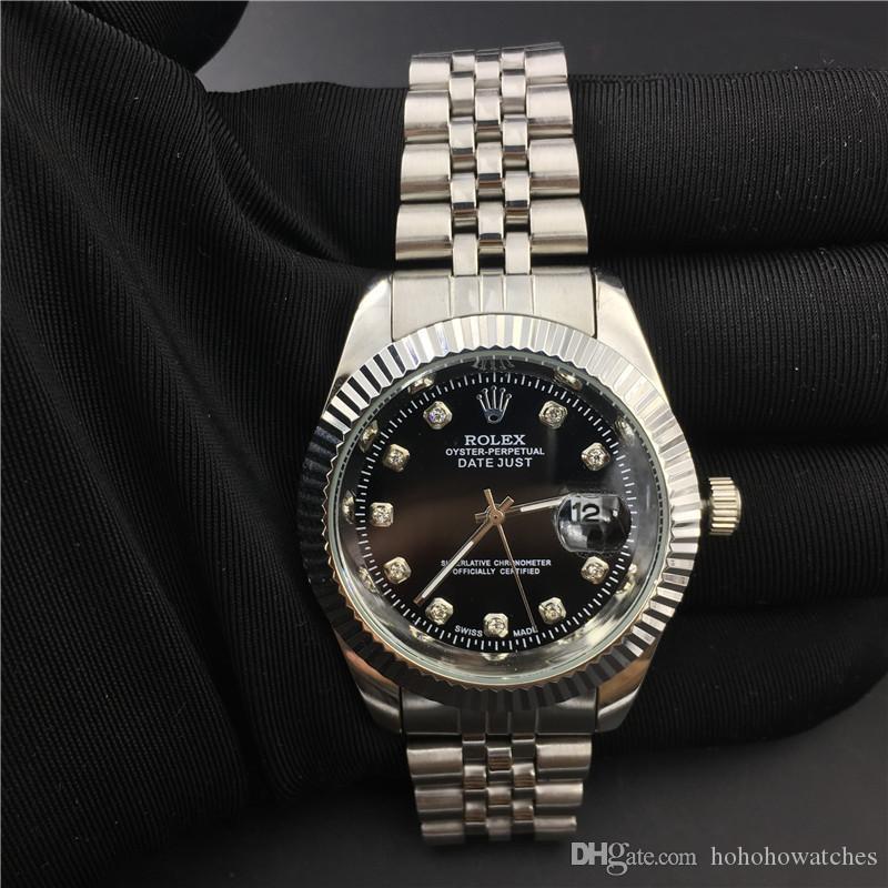 

R Luxury gold watch mens watches fashion dress datejust Multi-Color dial designer stainless steel strap quartz movement diamond calendar, Slivery;brown