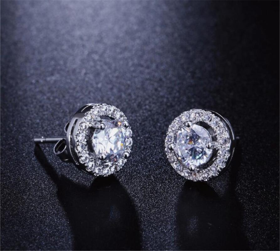 

Stud Jewelry In Europe And America Round Earrings Female Color Full Zircon