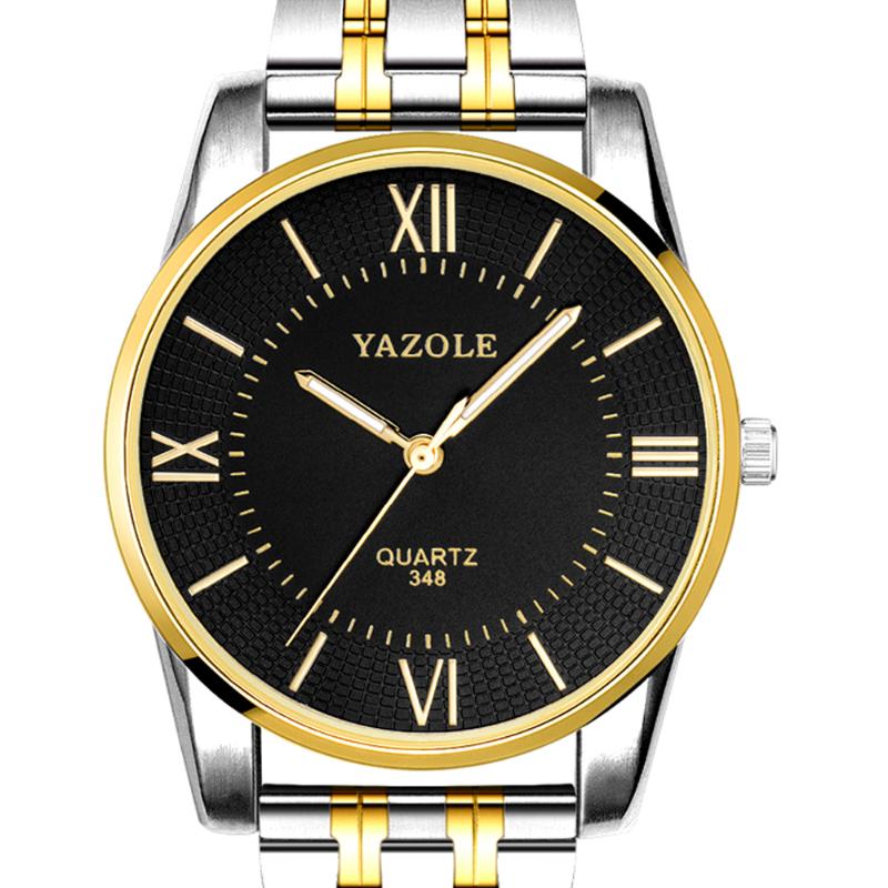 

Wristwatches YAZOLE Fashion Quartz Watch For Men Big Dial Business Male Clock Silver Gold Steel Man Waterproof Wristwatch Reloj, White