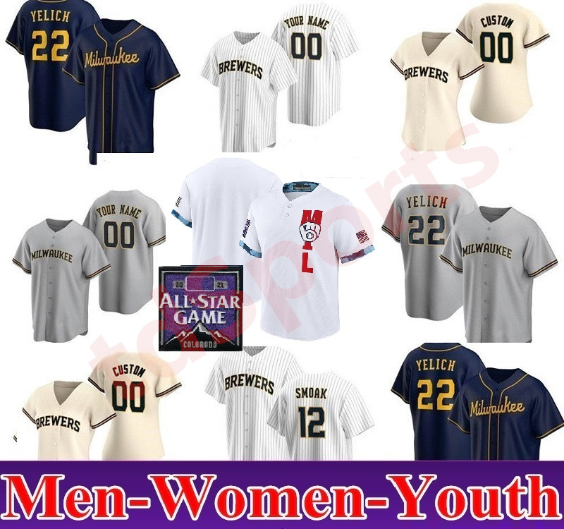 

Milwaukee Men Women kids Brewers 2021 All-Star Game Baseball Jersey Christian Yelich Josh Hader Woodruff Lorenzo Cain Ryan Braun Brent Suter, Blue;black
