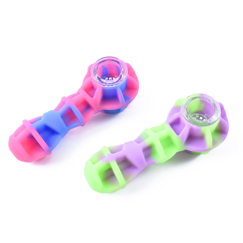 

Smoking Pipe Silicone Dab Rig Glass Bong Recycler Water Pipes Oil Rigs Portable and Unbreakable 4 Inch for Cigarette Smoke Tools