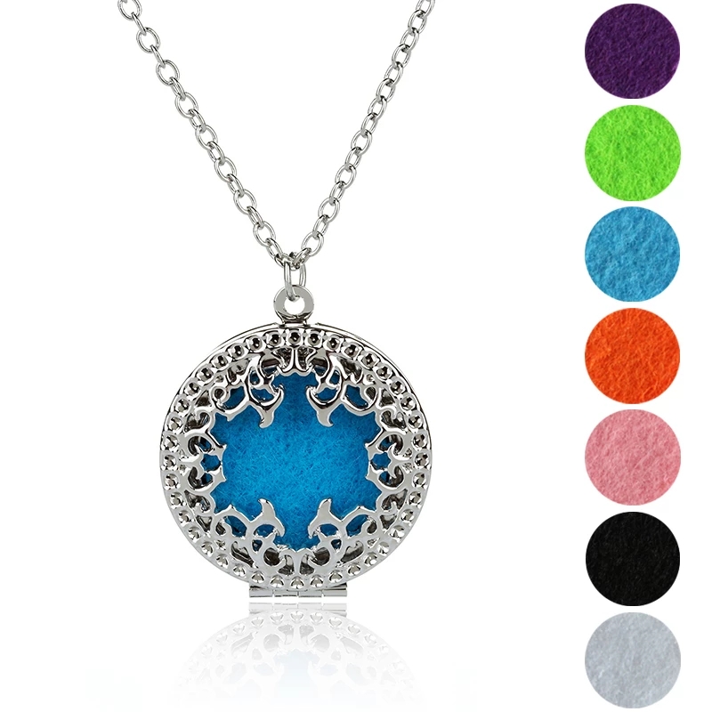 

35mm Felt Pads Pendant Women Hollow Geometric Aromatherapy Diffuser Necklace Essential Oils Diffuser Necklaces Jewelry