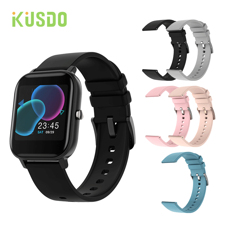 

KUSDO 2021 New Smart Watch Men Full Touch Fitness Tracker Blood Pressure Smart Clock Women GTS Smartwatch for Xiaomig, Black