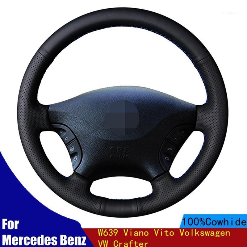 

Steering Wheel Covers Car Cover Soft Black Genuine Leather Hand-stitched For - W210 E-Class E320 2000 2001 2002