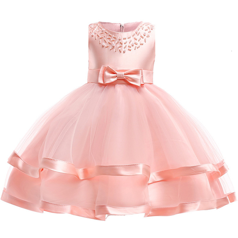

Girl's Kids Costume Evening Party Dresses For Girls Beading Princess Baby Girl Frocks Wedding Dress 5 10 Years C0223, Pink