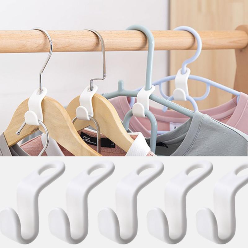 

Hangers & Racks 50pcs Clothes Hanger Connector Hooks Closet Organizer Clips Wardrobe Space-saving Coat Hook Bedroom Storage