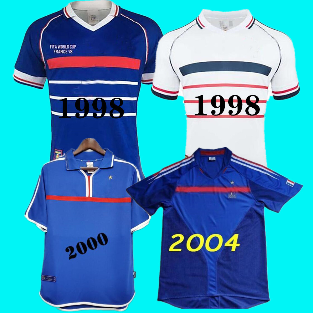 

1998 Retro version FRANCE soccer jersey 96 98 02 04 06 ZIDANE HENRY MAILLOT DE FOOT shirt 2000 Home Trezeguet football uniform, 1996