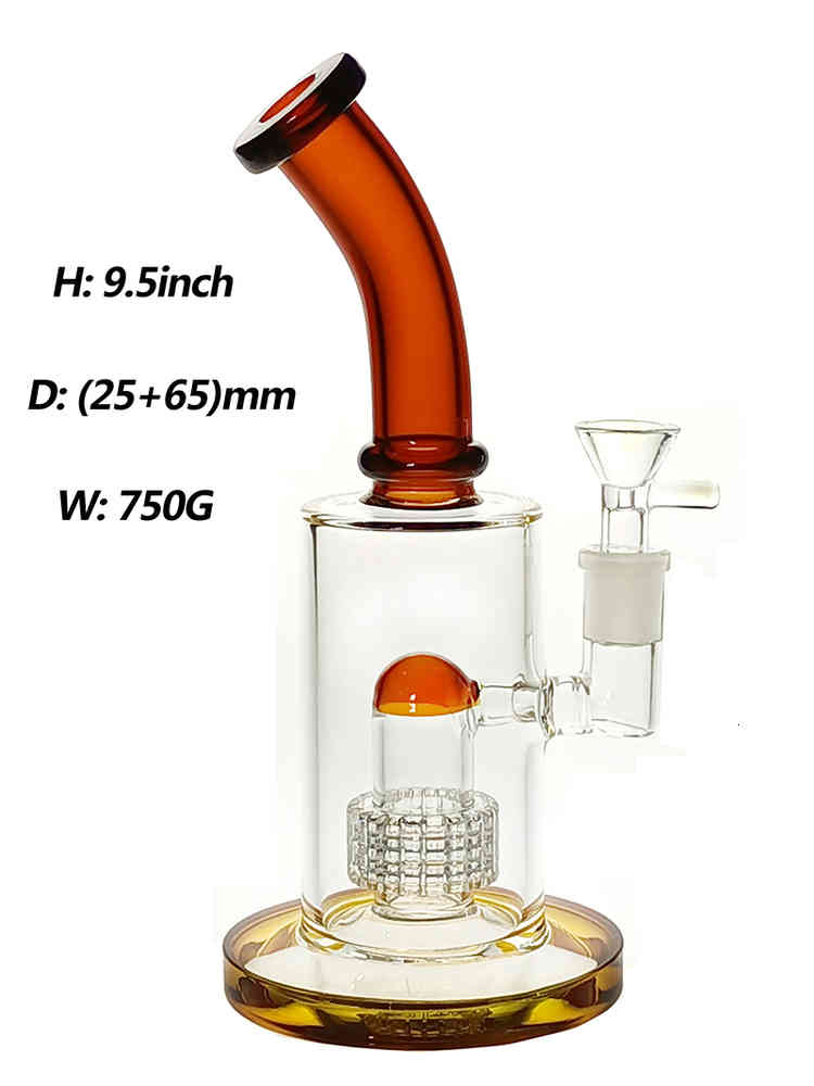 

Glass Bongs dab rig Bong Glass Hookah Rig/Bubbler for smoking 9.5 inch Height and tyle perc with 14mm female and bowl 750g weight 4 Colors BU022