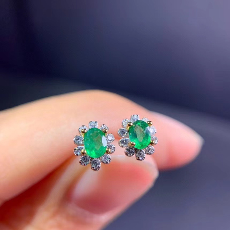 

Jewelry 2021 natural Emerald Women Jade Wedding Gemstone With Mosang Diamond Popular Earrings