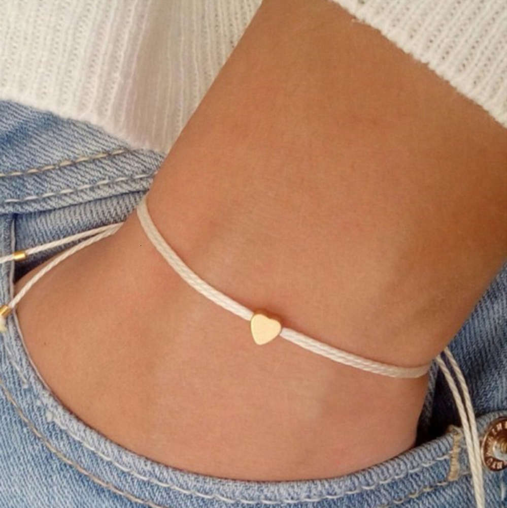 

Hand catenary Simple and exquisite cordage heart-shaped Bracelet, Black