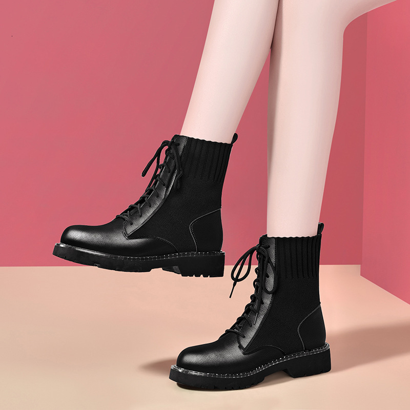 

boots Women 2021 England Beautiful Thick Cylinder Locomotive Bottom, Black