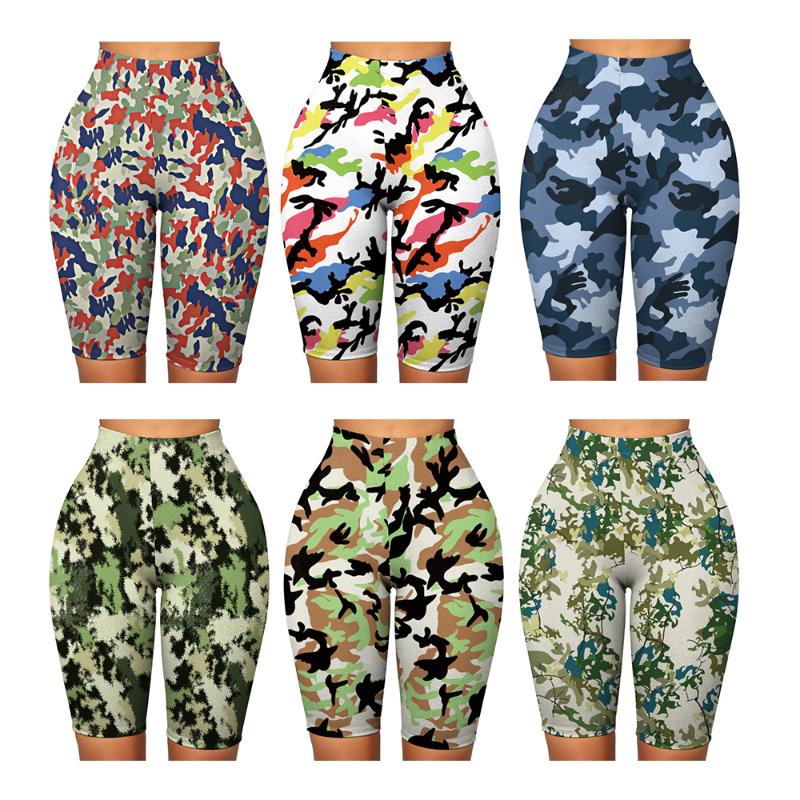 

Workout Leggings 3D Digital Print Camouflage Series Five-cent Yoga Shorts Printing Women Summer Sexy Sports Gym Running Short Clothing, Beige