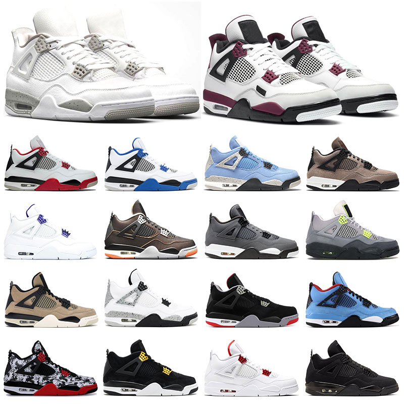 

jumpman 4 basketball running shoes 4s White Oreo University Blue Starfish Fire red Purple Metallic Black Cat Pure Money womens sports trainers, 17 40-47