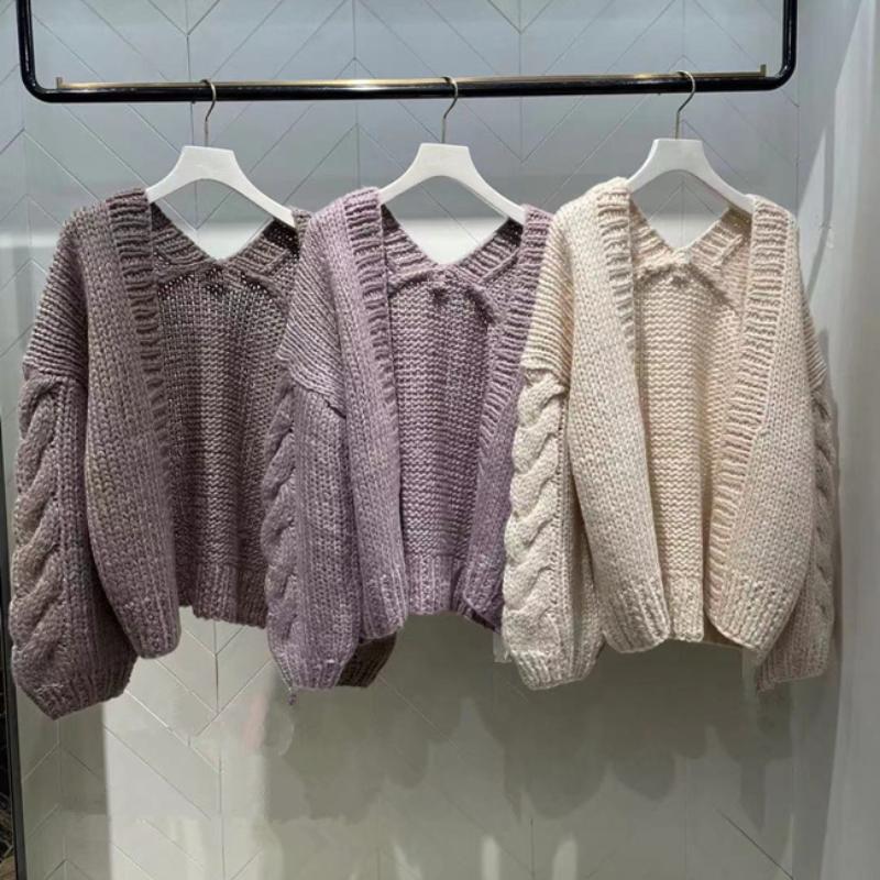 

Women's Knits & Tees Japanese Simple Solid Loose Knitted Cardigan Women All Match Open Stitch Sweater Fall Office Lady Sift Warm Sueter Muje, White
