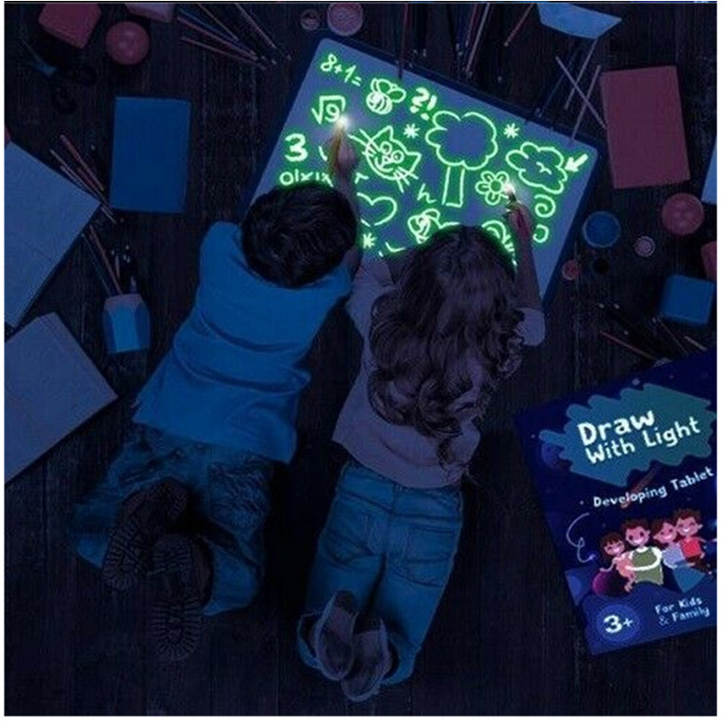 

1set Educational Drawing Board Toys Russian English A3 A4 A5 Tablet Graffiti Led Luminous Magic Raw With Light-fun children kids