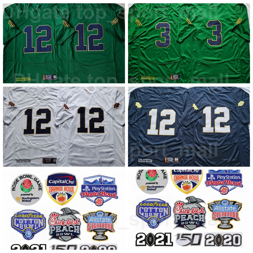 

NCAA Notre Dame Fighting Irish College 12 Tyler Buchner Jersey 3 Joe Montana University Football Green White Navy Blue Home Away Embroidery And Sewing Top Quality, 3 green
