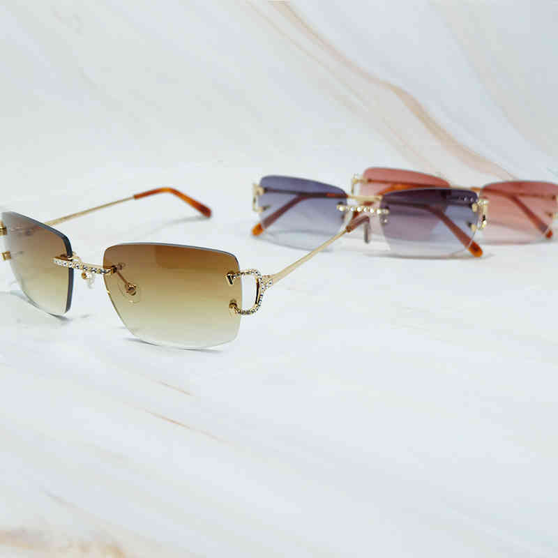 

Factory Direct Price Rhinestones glasses Men Women Wire Diamond Iced Out Rimless Stylish Shades Eyewear Fashion Sun Glasses