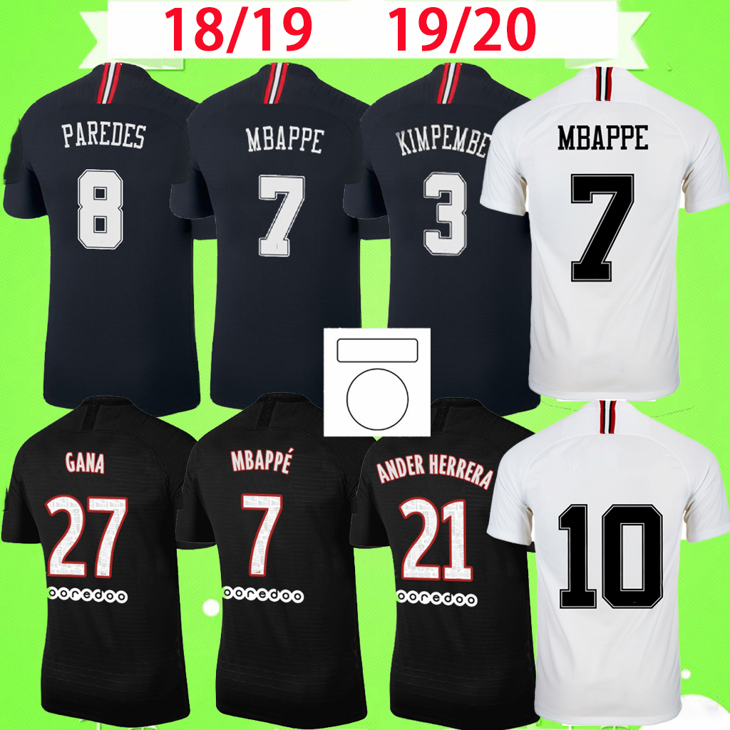 

Paris jersey Retro 2018 2019 2020 maillots de foot MBAPPE soccer jerseys ICARDI 18 19 20 Classic Vintage football shirt CAVANI Adult mens fourth third black white S-2XL, 19/20 with patch cup font