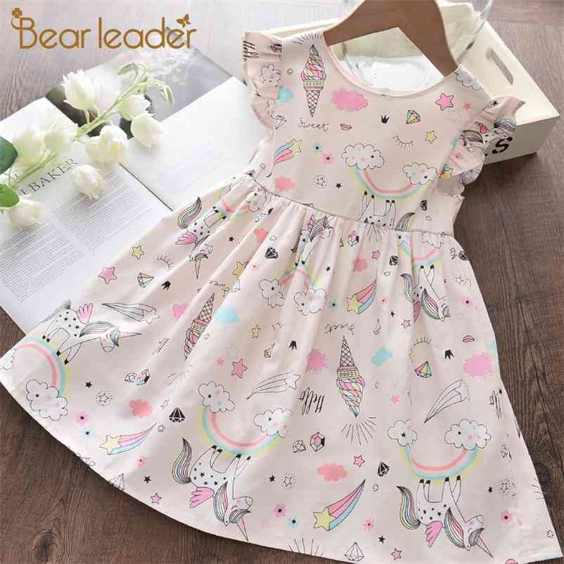 

Girls Cartoon Rainbow Print Dresses Summer Kids Sweet Princess Costume Children Party Fancy Vestidos Casual Suit 210429, Ax1758 pink