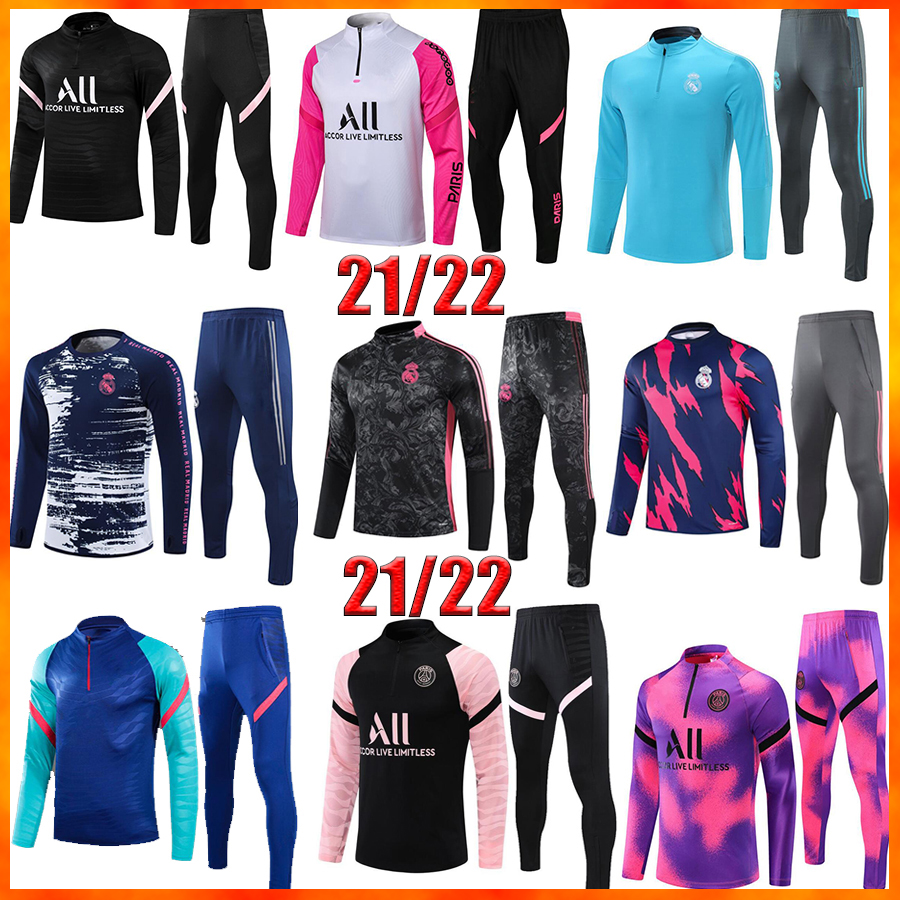 

Real Madrid football tracksuit soccer training suit jacket 2021 2022 MBAPPE LUCAS HOME adults mens survetement Long sleeve zipper jackets jogging