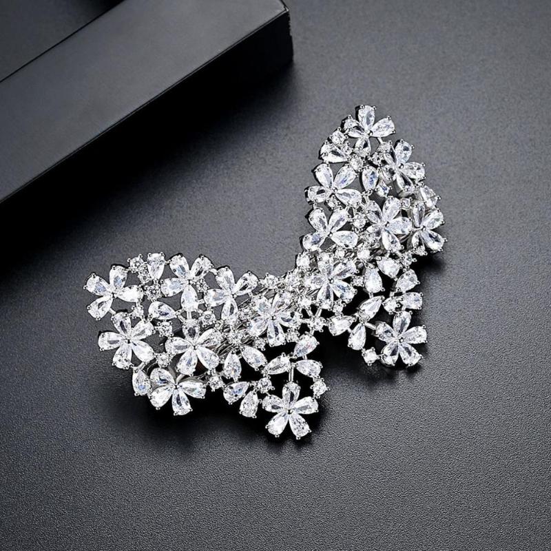 

Hair Clips & Barrettes Head Jewelry Wedding Cubic Zirconia Butterfly Clip Ornaments, Golden;silver