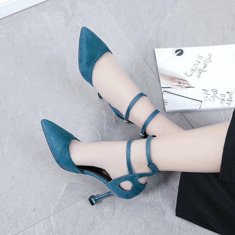 

Sandals Spring And Summer Style Women's Pointy Buckle Hollow Fashion Women Wine Glass With High Heels