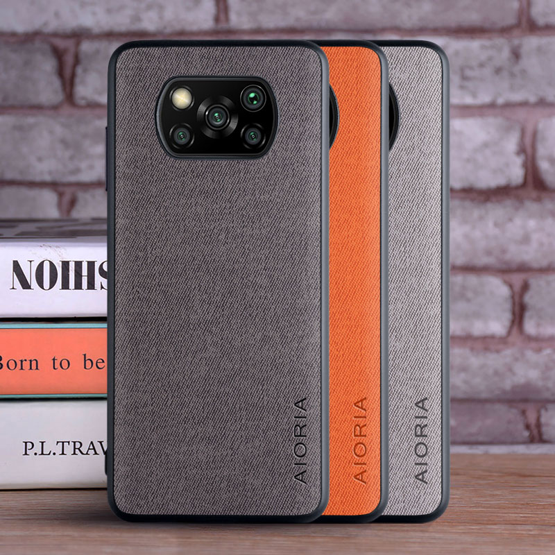 

Cases for Xiaomi Poco X3 GT NFC Pro case coque Luxury textile Leather skin soft phone cover funda capa, Dark gray