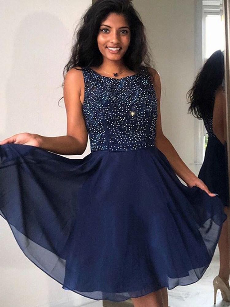 

Navy Blue Short Dress Sexy Sleeveless A-line Homecoming Party Dresses robe de soireee Custom Made, Yellow