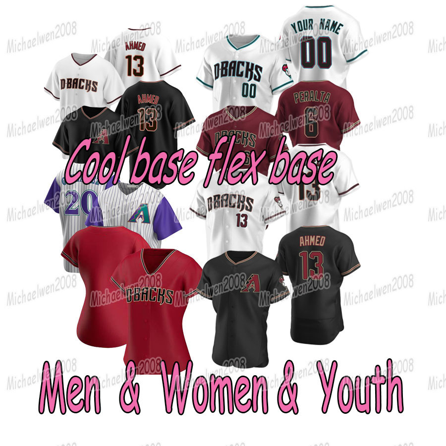 

13 Nick Ahmed custom Arizona jersey Madison Bumgarner David Peralta Eduardo Escobar Tim Locastro Josh Rojas Humberto Mejia Joakim Soria Carson Kelly Stephen Vogt, Men cool base