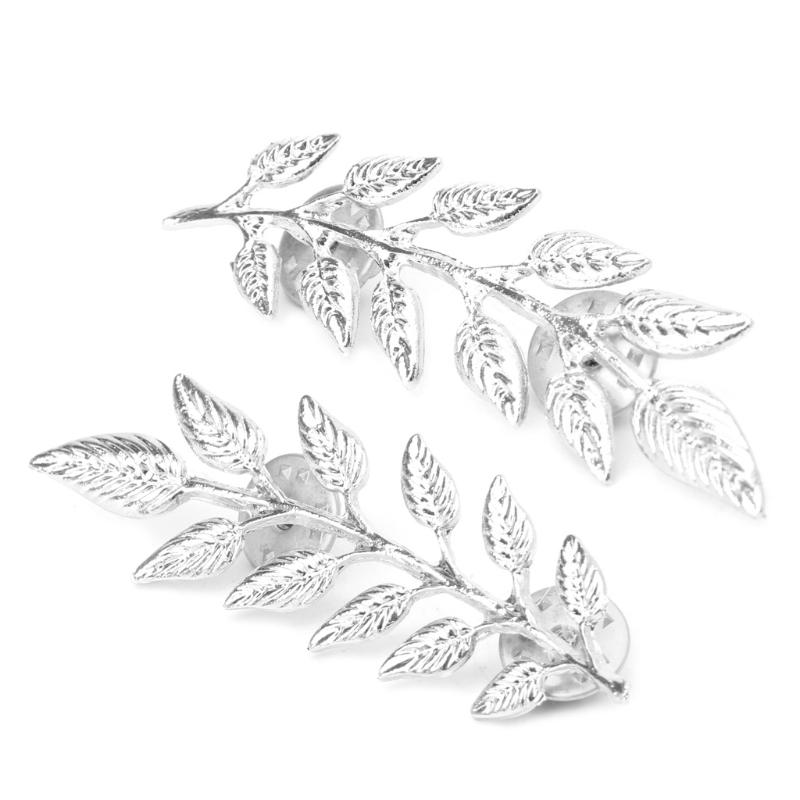 

Pins, Brooches 1 Pair Vintage Wheat Leaf Gold Silver Plated Neck Tip Brooch Collar Pin