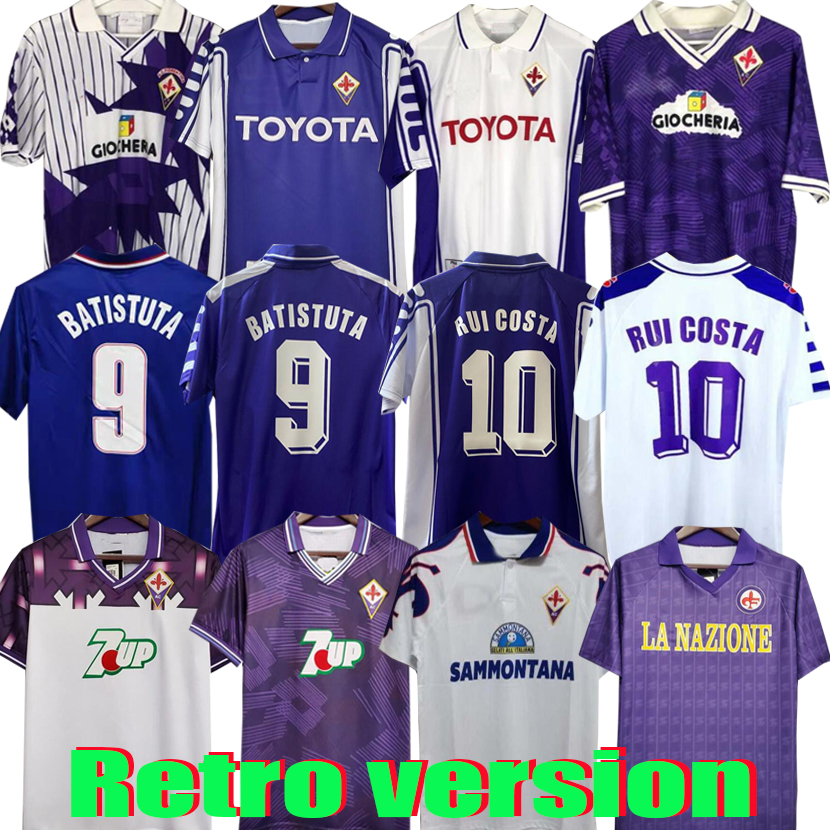 

Fiorentina Retro Soccer Jerseys 2000 EDMUNDO BATISTUTA RUI COSTA Home Football Shirt Camisas de Futebol 89 90 91 92 93 94 95 96 97 98 99 00, Black;yellow