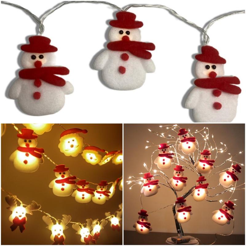 

Christmas Decorations LED String Light 1.5/3M 10/20LED Plush Snowman Santa Claus Head Elk Garland Fairy Lamps Decor X