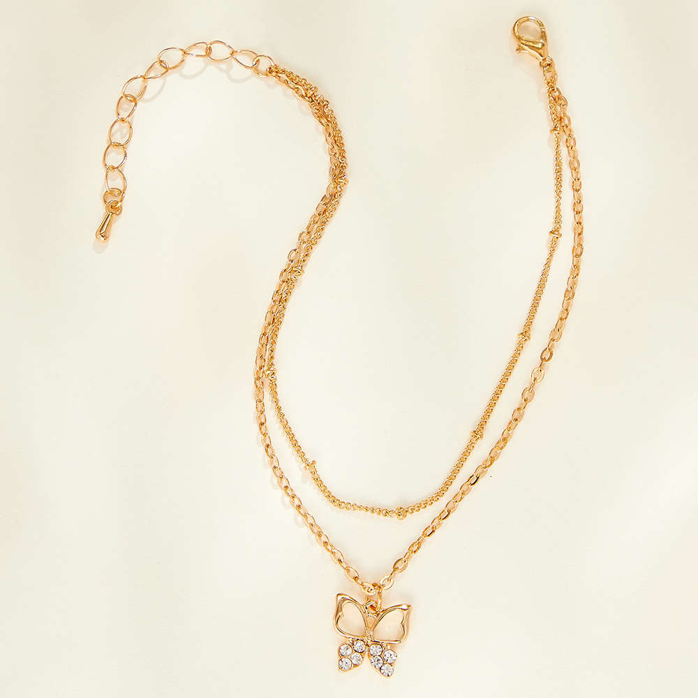 

Hand catenary fashion accessories Light luxury niche double layer butterfly hand dress indifference Style Gold Bracelet female, Black