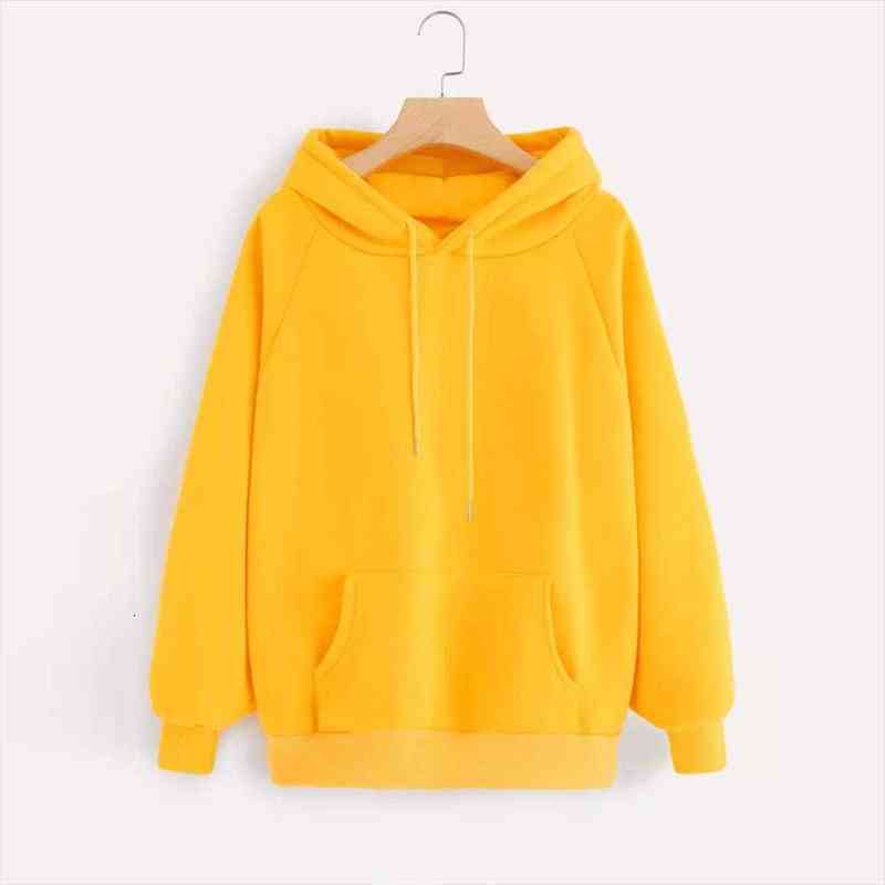 

winter casual hooded sweatshirt for women sweatshirts long sleeve yellow girl pullovers loose woman thick coat, Black