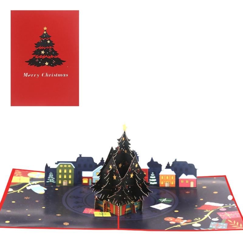 

Greeting Cards Christmas Tree 3D -up Card Handmade For Xmas Winter Holiday Year All Occasion Postcard With Envelope