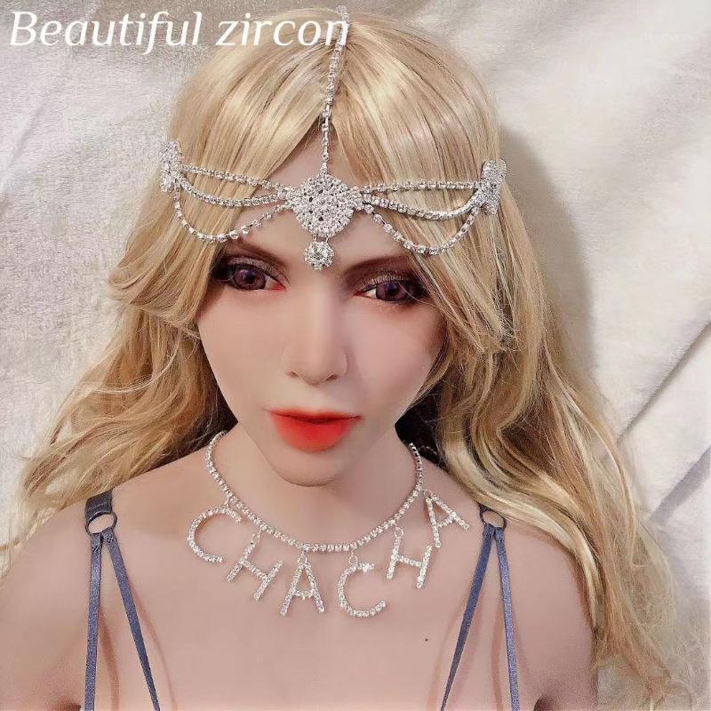 

Hair Clips & Barrettes 2022 Bohemian Fashion Women's Shining Crystal Headband Bridal Wedding Rhinestone Forehead Retro Jewelry, Golden;silver