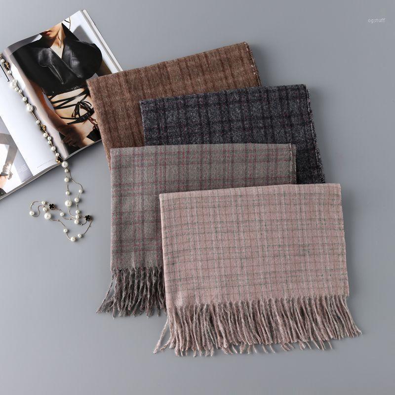 

Scarves Antumn Winter Woman Scarf Cashmere Lattice Shawl All-match For Women, Blue;gray